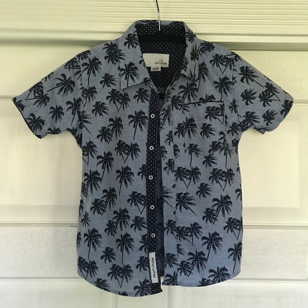 Toddler boy shortsleeved collared tropical shirt